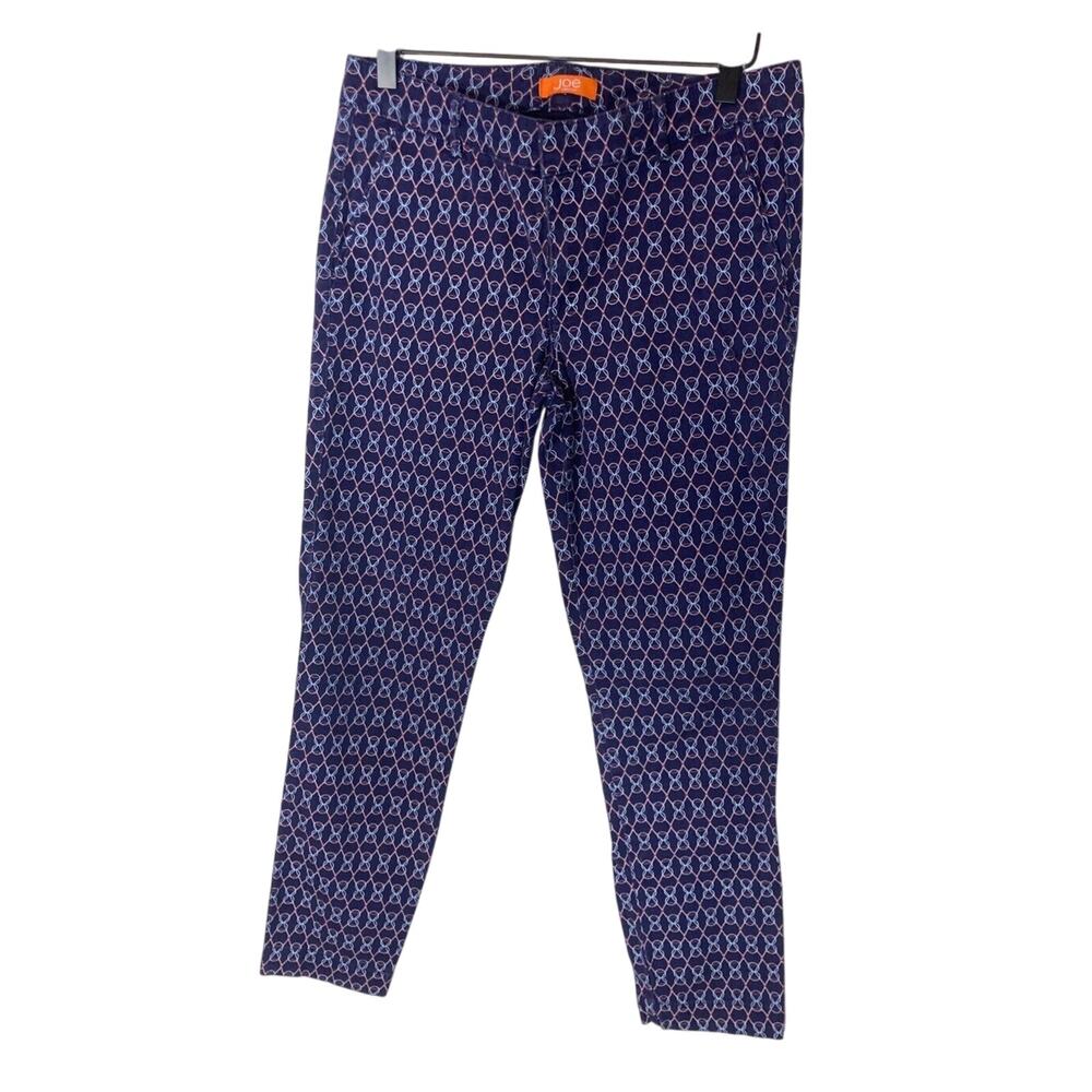 Joe Fresh Sz 2 Printed Straight Ankle Cropped Art To Wear Retro Pants